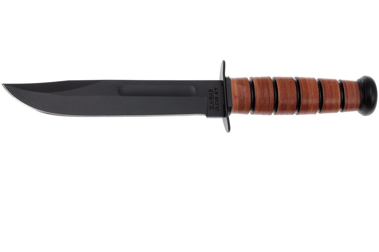 KA-BAR USMC 5017 plain edge, leer, kunststof foedraal