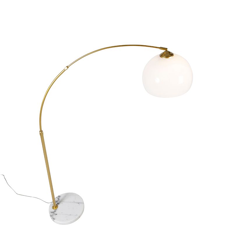 Moderne booglamp messing met witte kap - Arc Basic