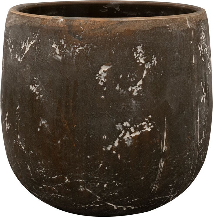 TS bloempot Amber zwart / bruin D 22 H 22 cm