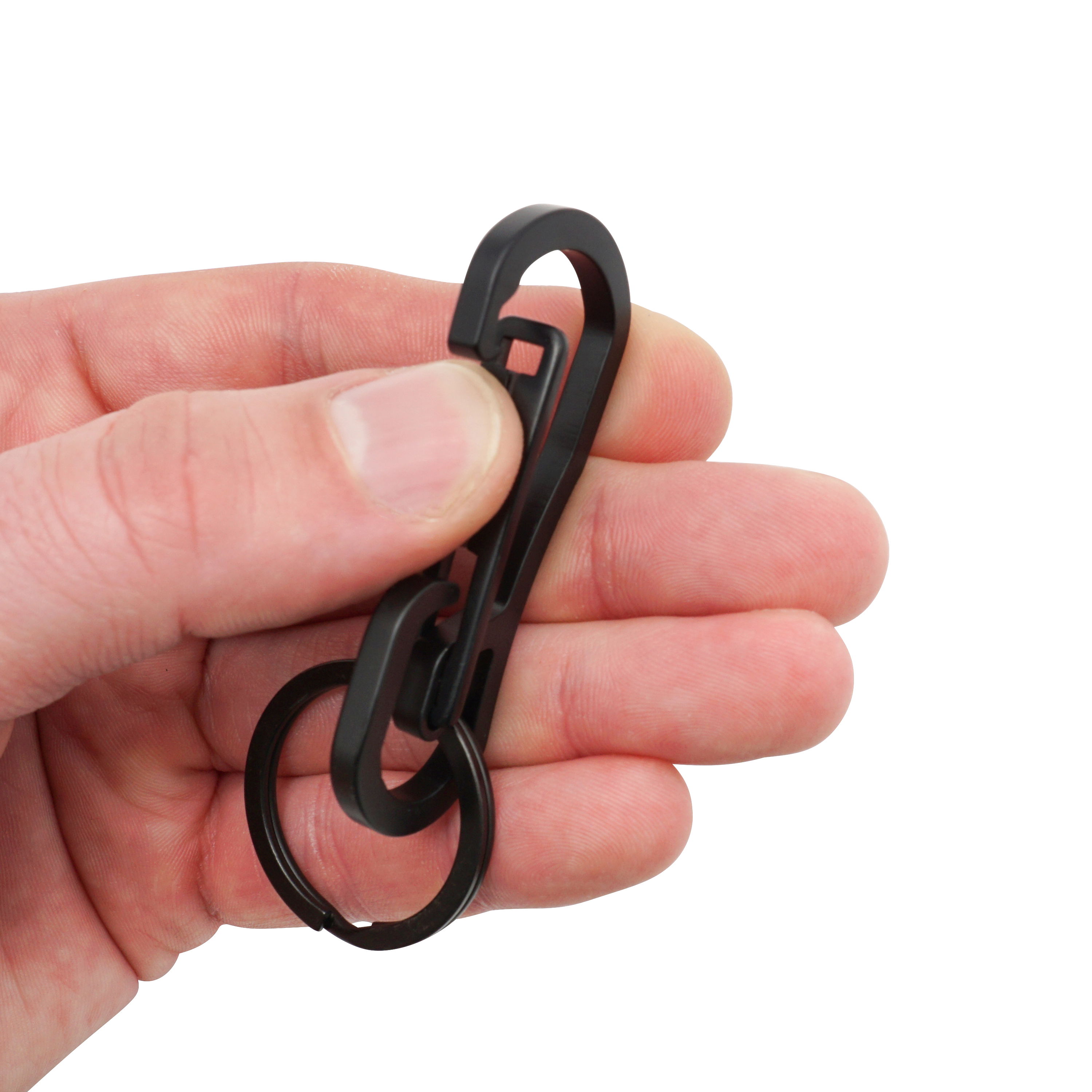 Edelstahl Karabiner Schlüsselanhänger Zubehör Halter mit Spaltring - Schwarz