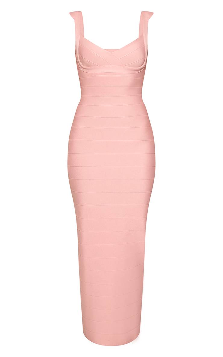 Rose Bébé Robe Maxi Bandage À Bretelles Et Col En V