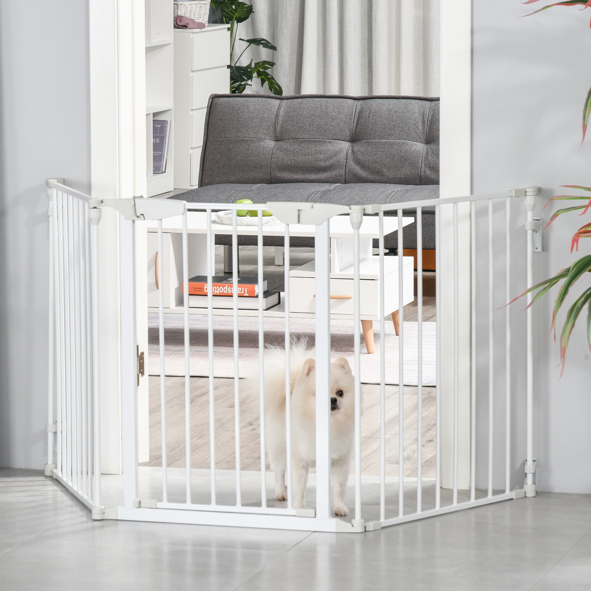 PawHut Absperrgitter  für Hunde weiß 180 x 3 x 74,5 cm (LxBxH)