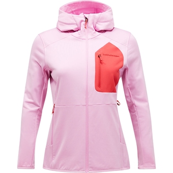 Peak Performance Utility Light Zip Hood Fleecejacke Morning Dew / Brilliant Red Damen