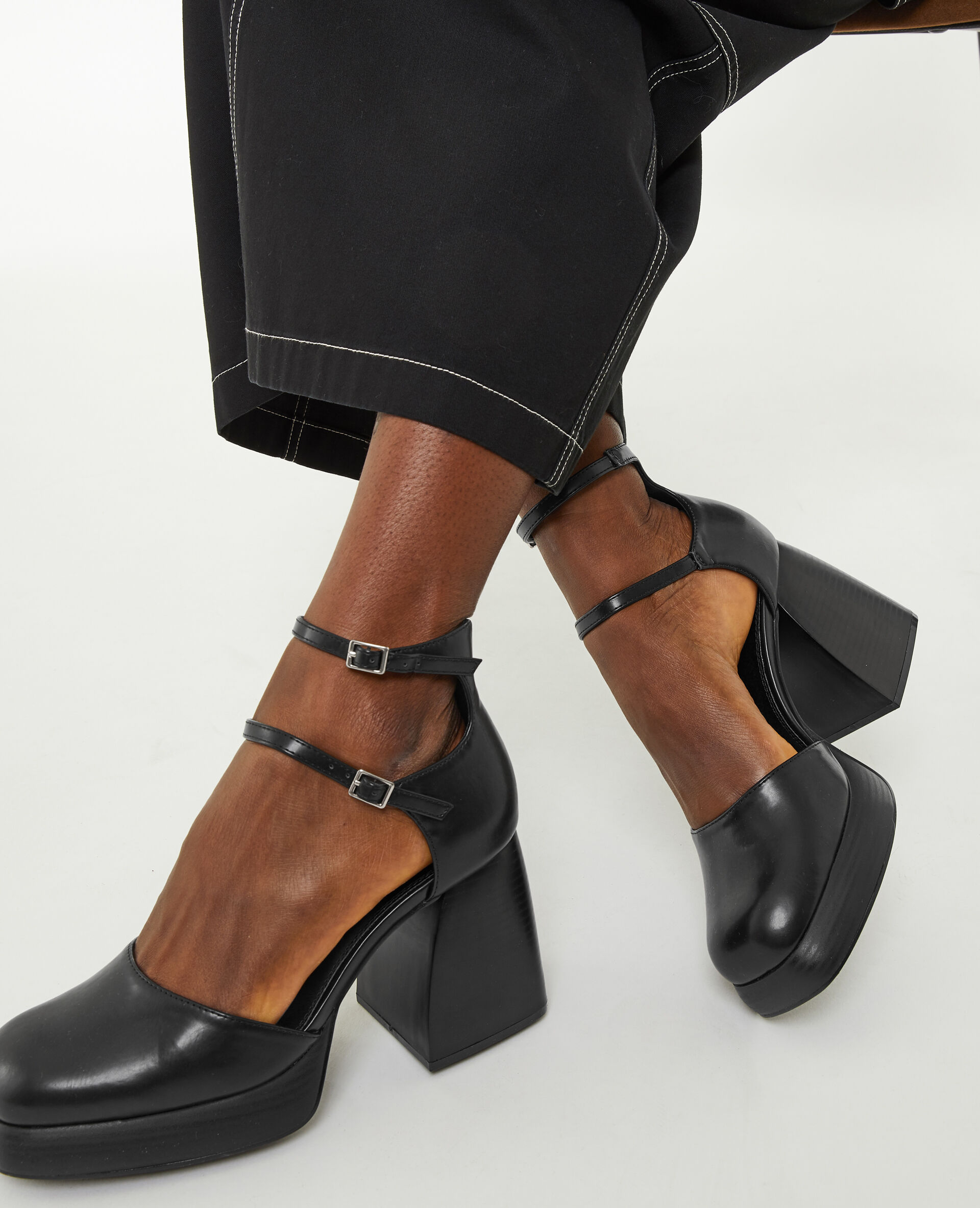 Babies semelles compensées double bride - Noir