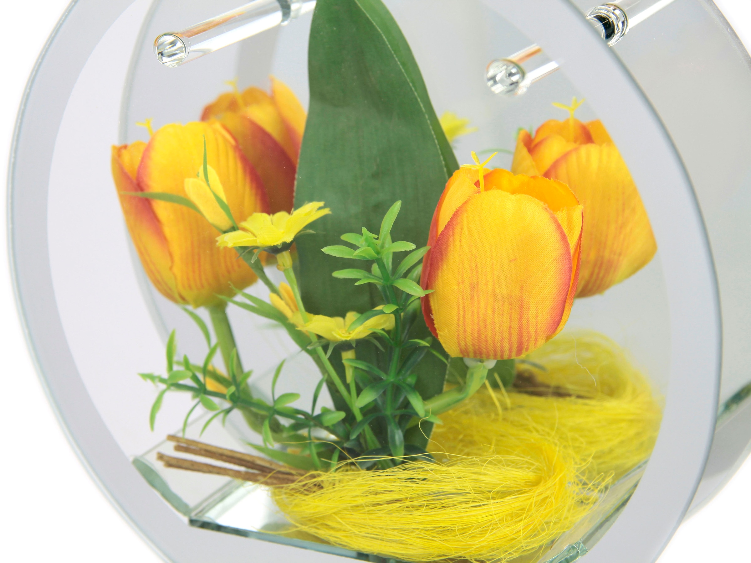 I.GE.A. Dekoobjekt »LED-Tulpe« Dekoriertes Glas mit Tulpen Gänseblümchen Hase Lichtergirlande LED 3D