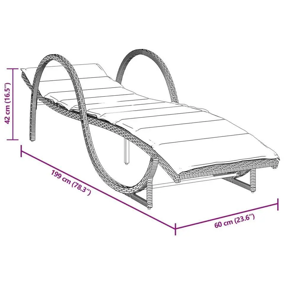 vidaXL - Ligbed - Grijs - Poly rattan