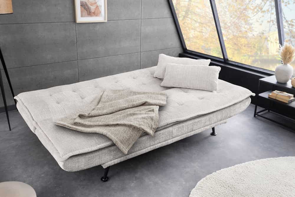 Modernes Schlafsofa JAZZ 190cm champagner beige Chenille 3-Sitzer Couch