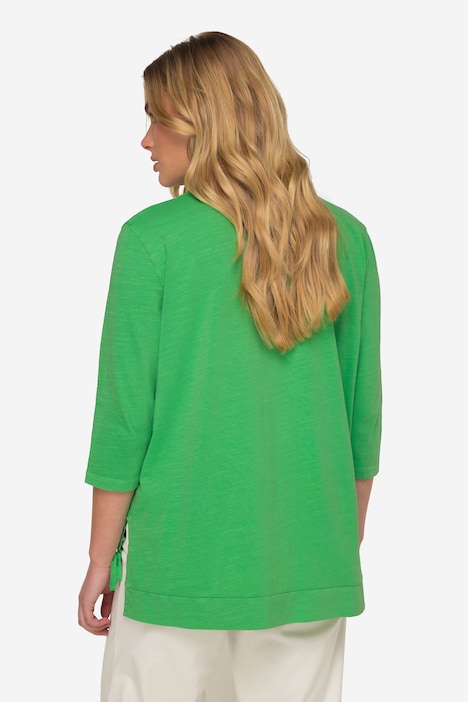 T-Shirt, V-Ausschnitt, Halbarm, Saum mit Raffung OEKO-TEX MIG
