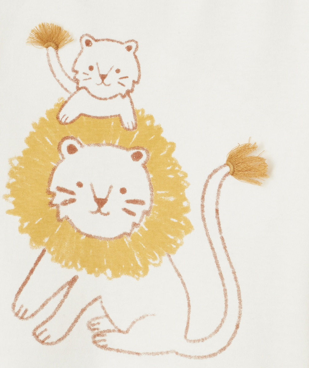 T-SHIRT BÉBÉ GARÇON EN FIBRES RECYCLÉES BLANC AVEC LIONS