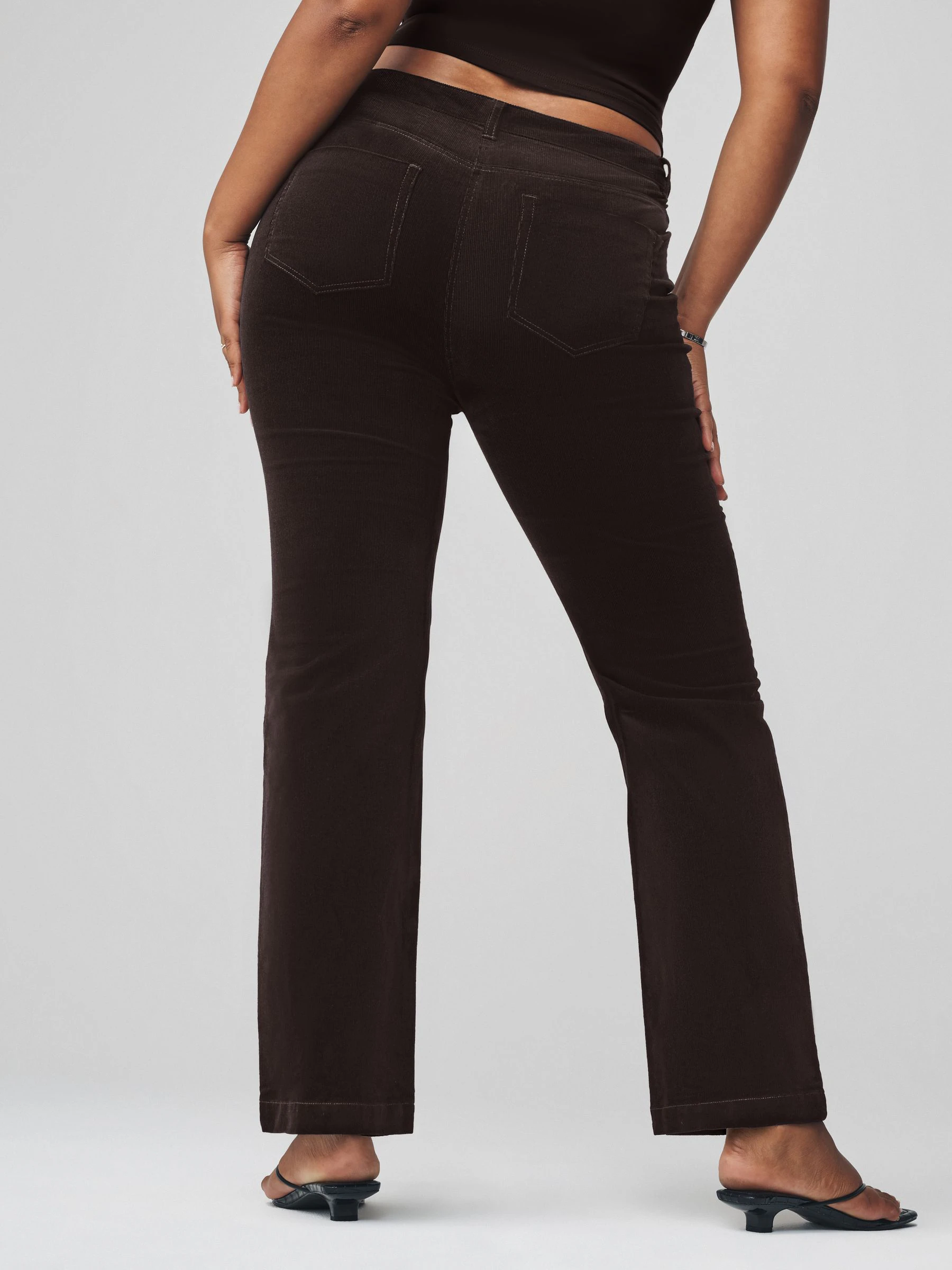 Chocoladebruin - Corduroy Bootcut Hourglass Trousers