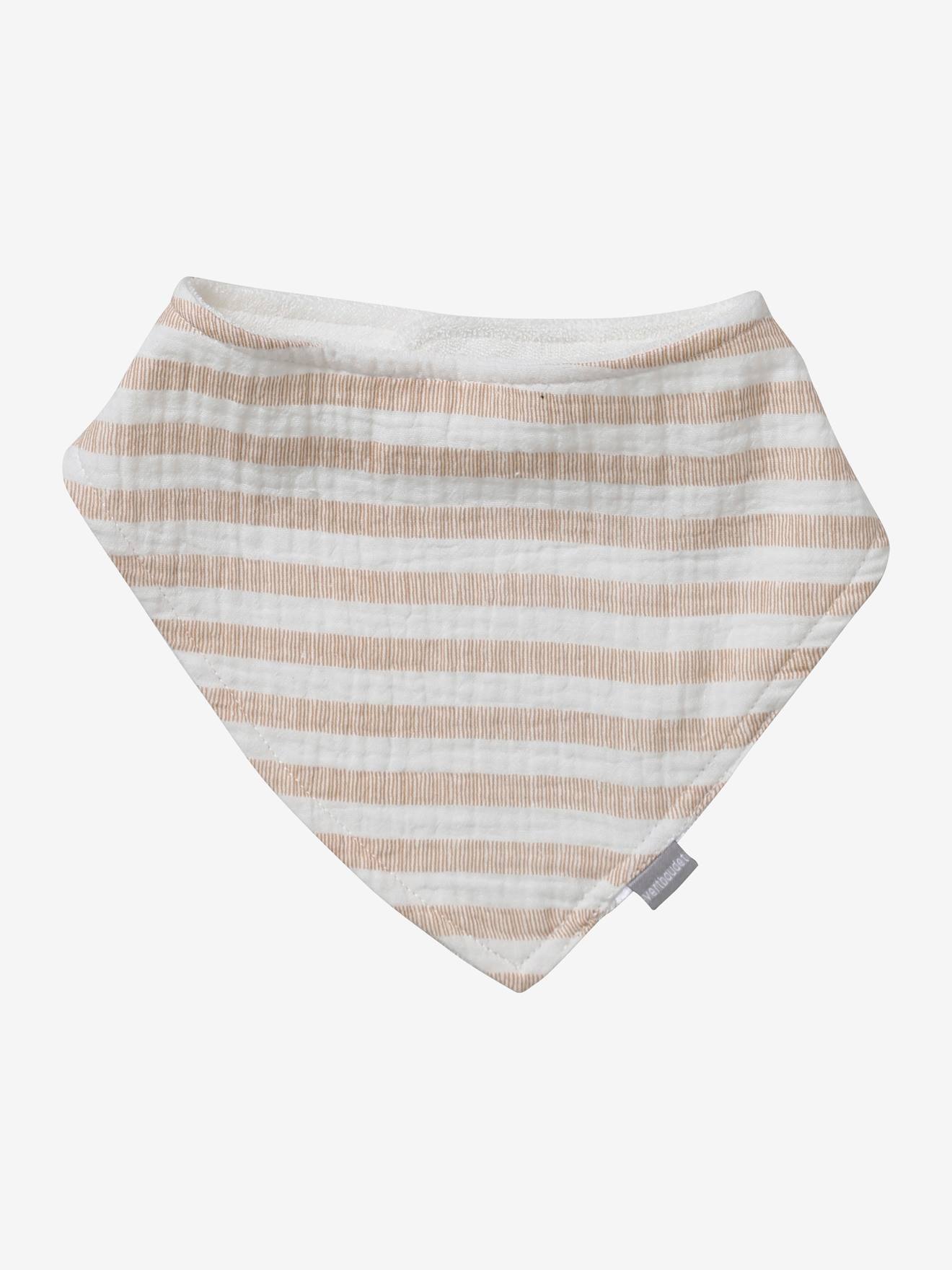 3 babadores bandana lisos em chiffon de algodão verde claro com estampas