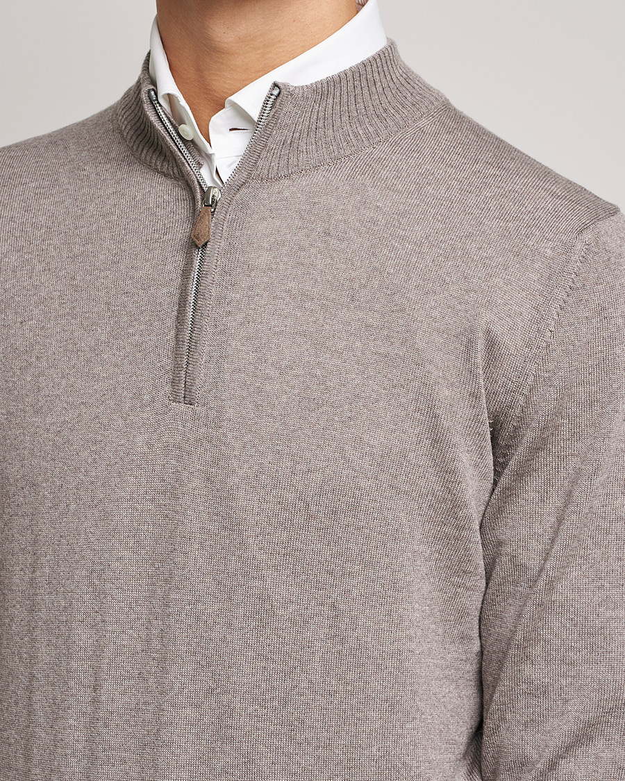 Stenströms Merino Half Zip Mud Brown