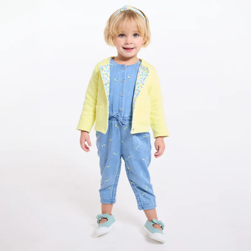 Sweat pressionné réversible citron jaune bébé fille Jaune