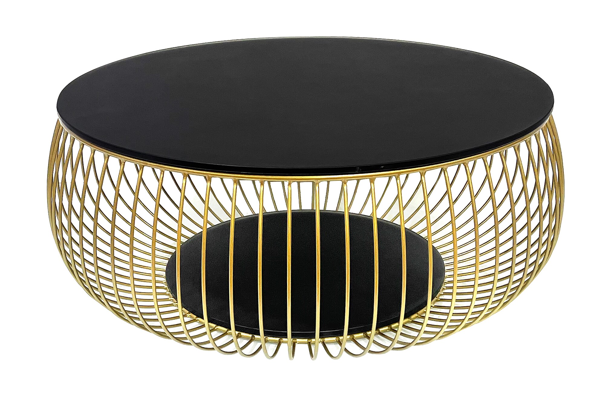 Couchtisch Ø 80cm schwarz gold Glastisch Beistelltisch Sofatisch Wohnzimmertisch