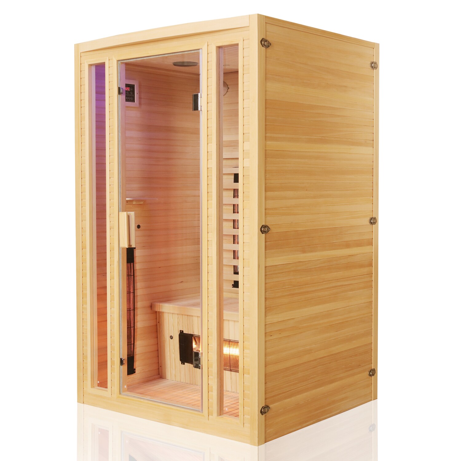 Tronitechnik® Infrarotkabine Infrarotsauna MANILA 120cm x 100cm inkl. 5 Vollspektrumstrahler, 2 Personen, LED, Hemlock