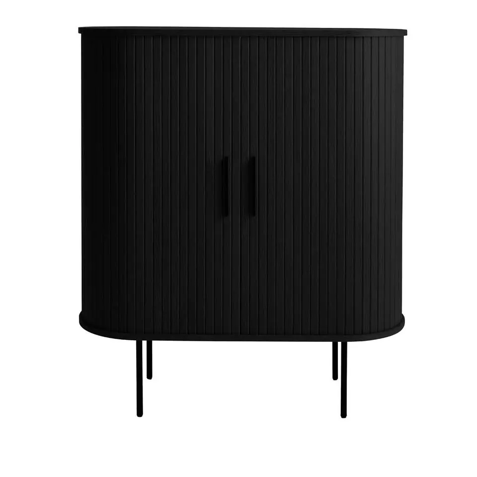 Kast Zwart Eikenhout - Incl Glazenrek - 118cm - Nola