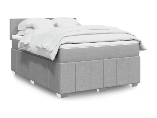 Sommier à lattes de lit avec matelas Gris clair 140x190cm Tissu