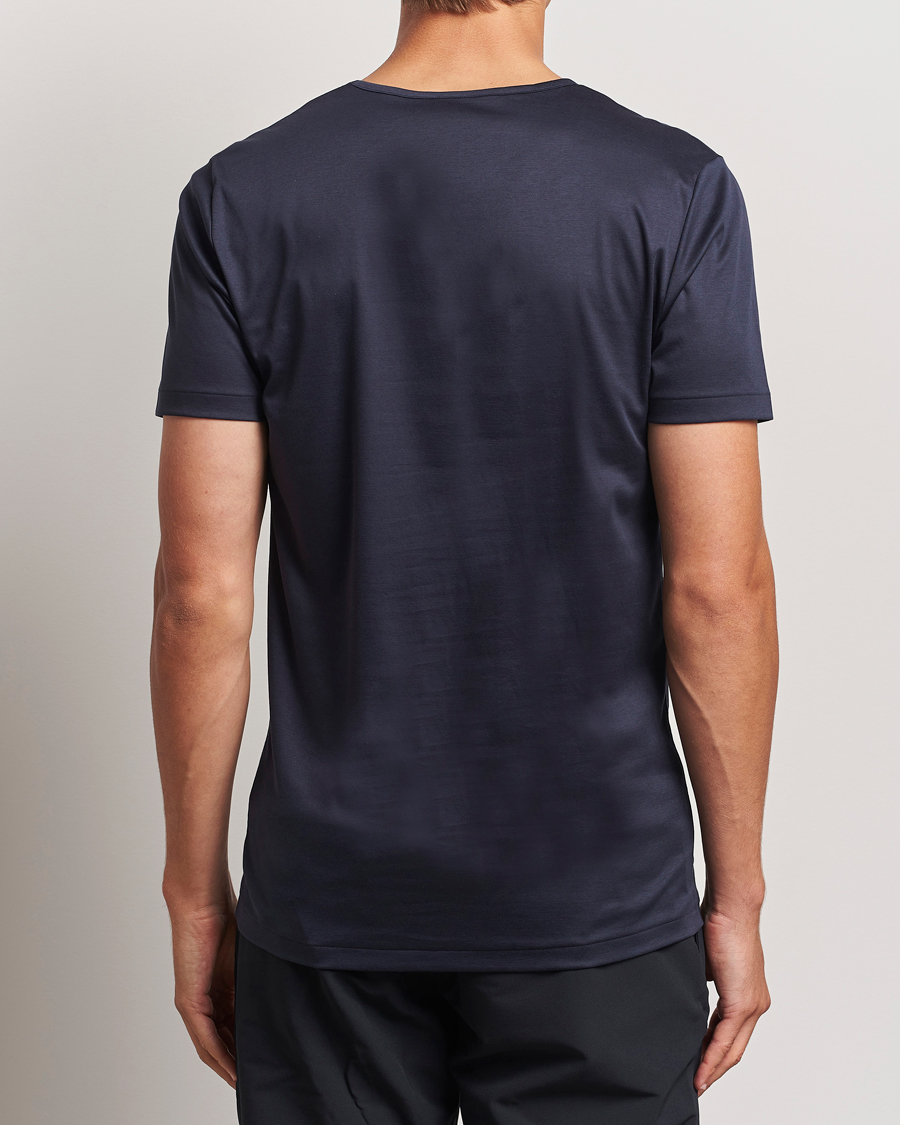 Zimmerli of Switzerland Sea Island Cotton Crew Neck T-shirt Navy