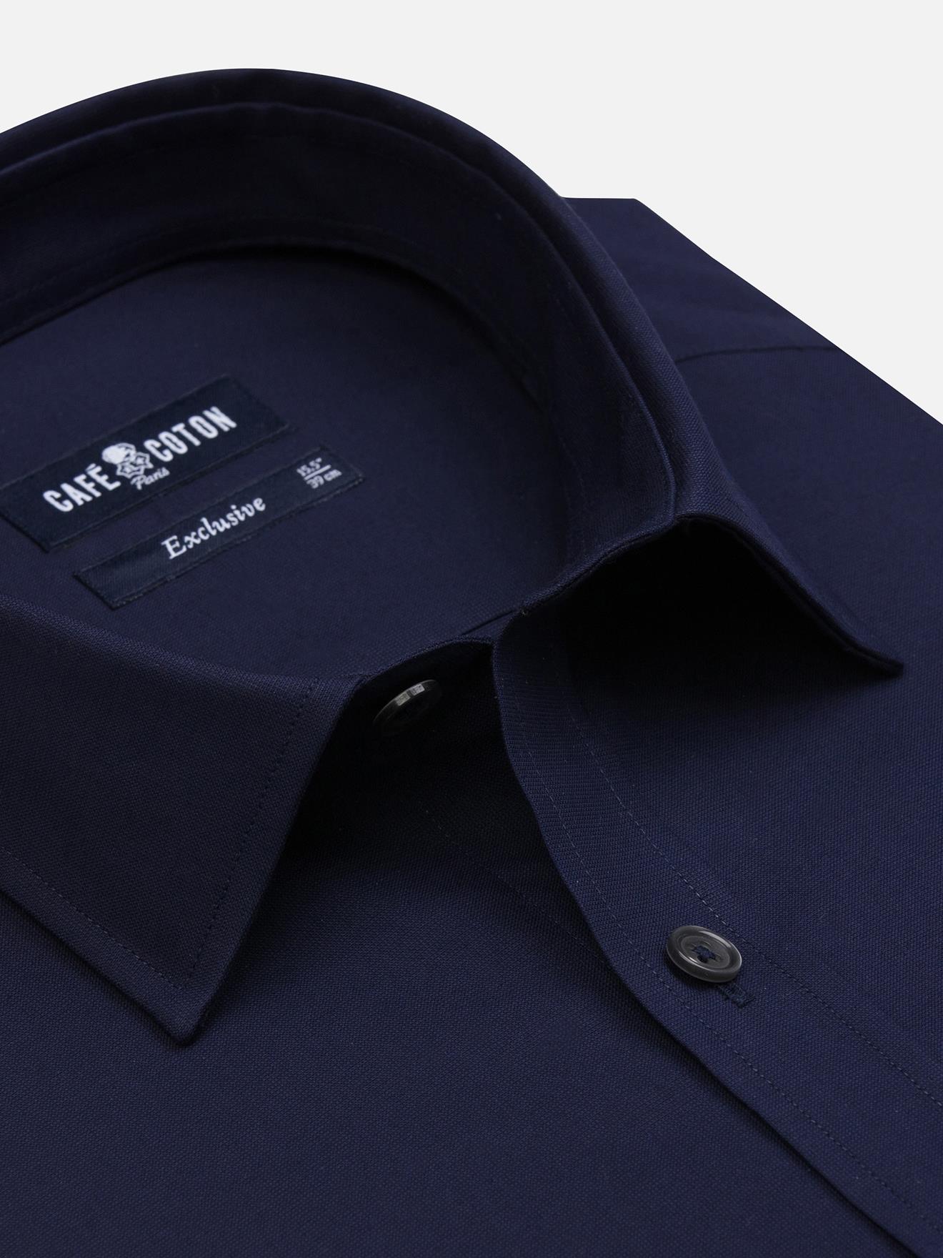 Chemise cintrée Alban marine - Petit col