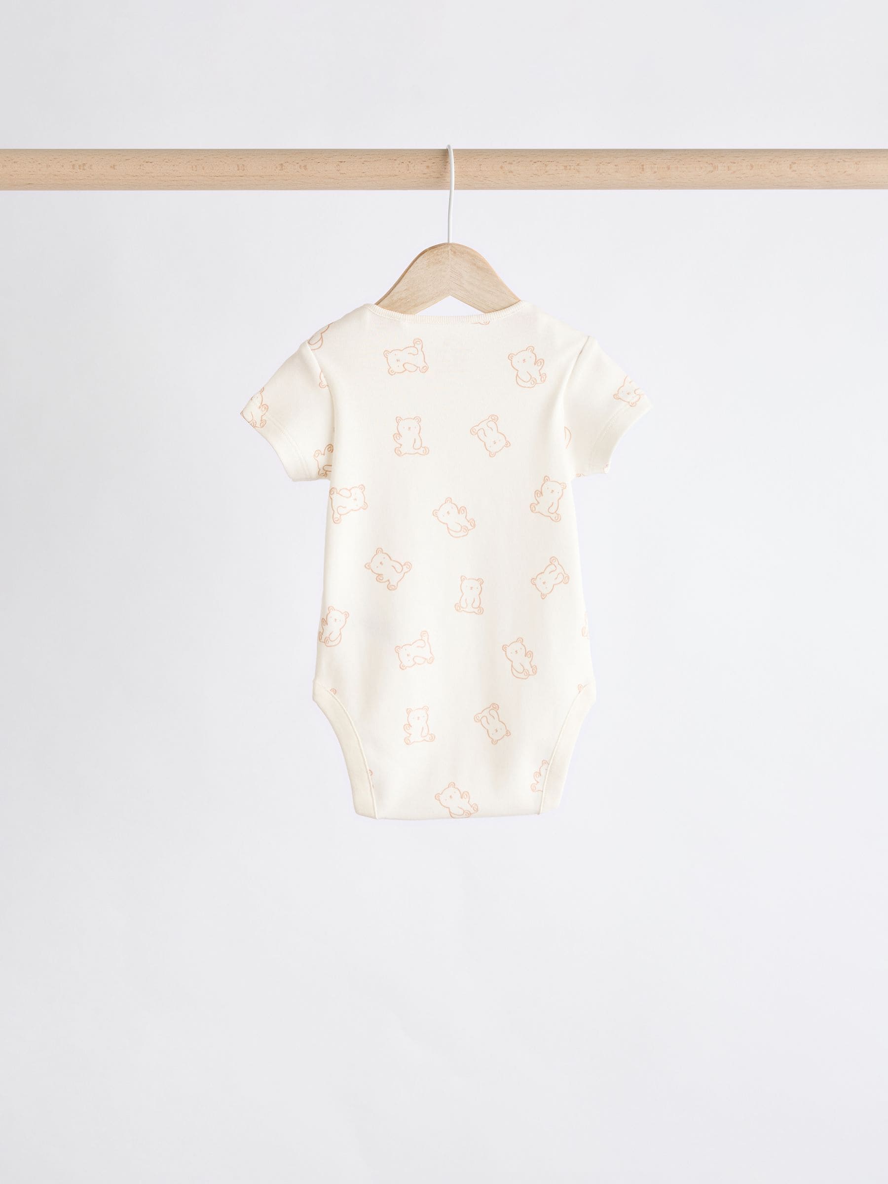 Neutraal - Babyrompers met korte mouwen en berenprint 5 stuks