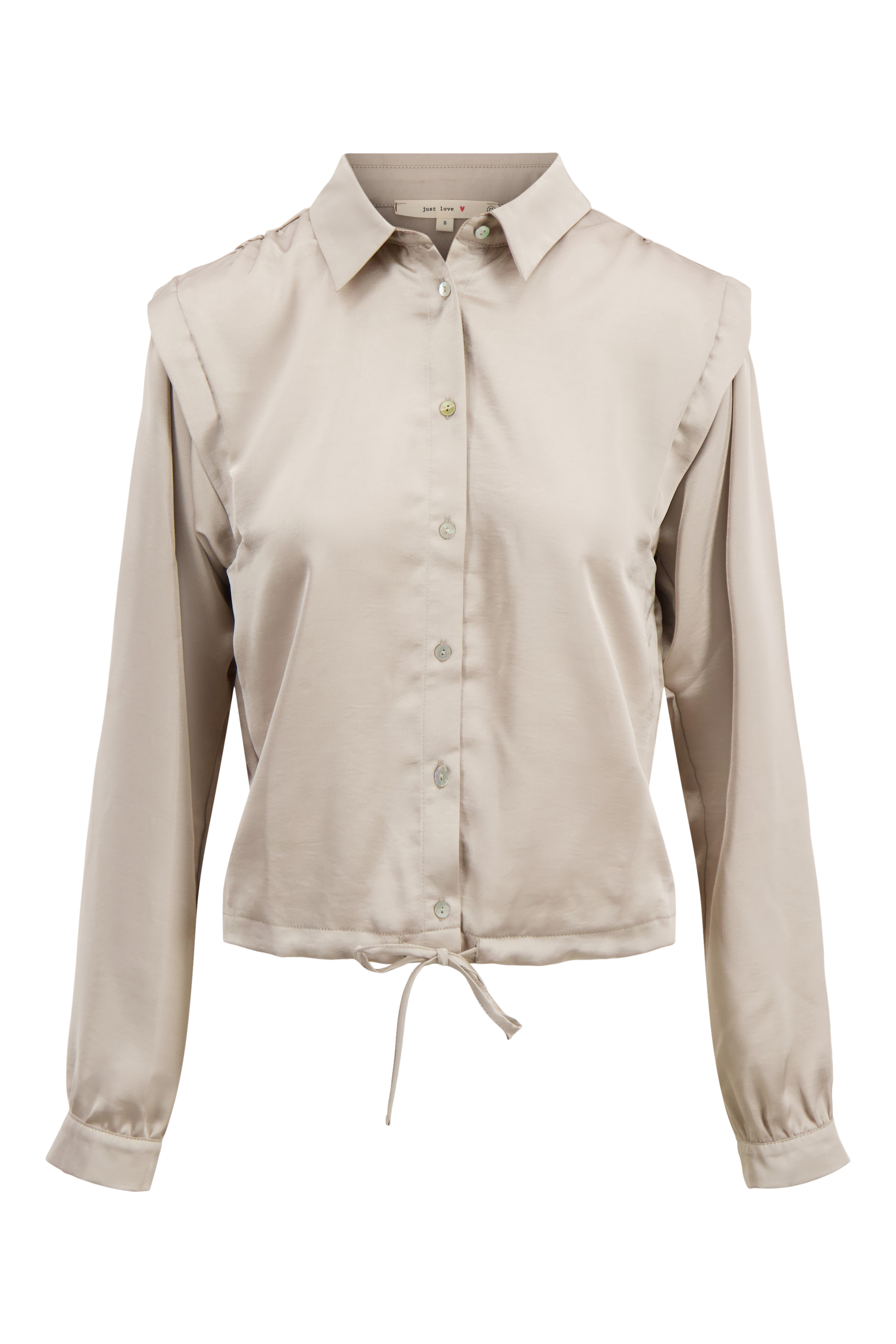 satijnen blouse met schouderdetail