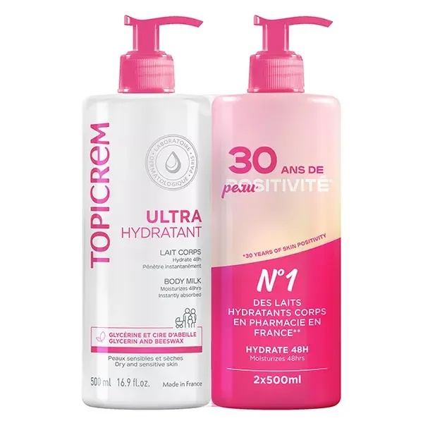 Loção Corporal Ultra Hidratante Topicrem, Pacote com 2 x 500ml