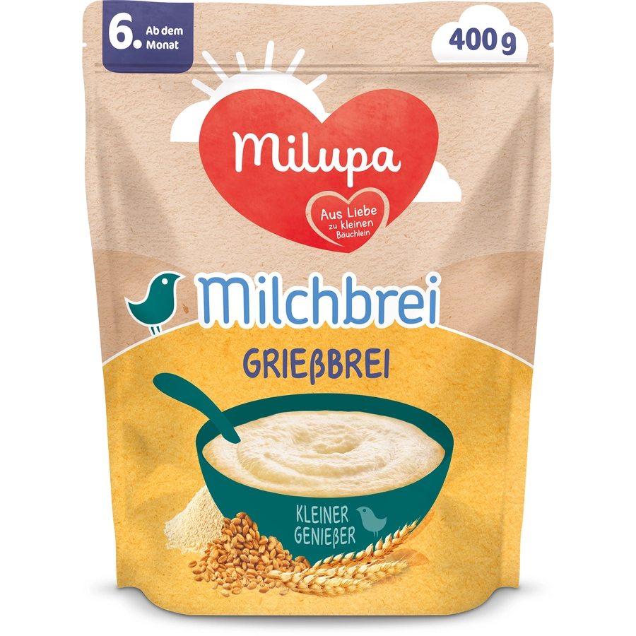 Milupa Milchbrei Grießbrei  miluvit >>mit<< Kleine Genießer 400 g ab dem 6. Monat