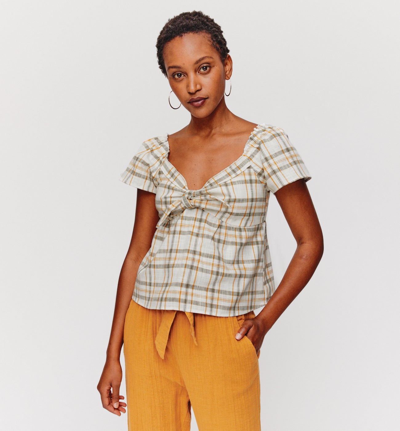 Blouse à carreaux Femme - Carreaux écrus