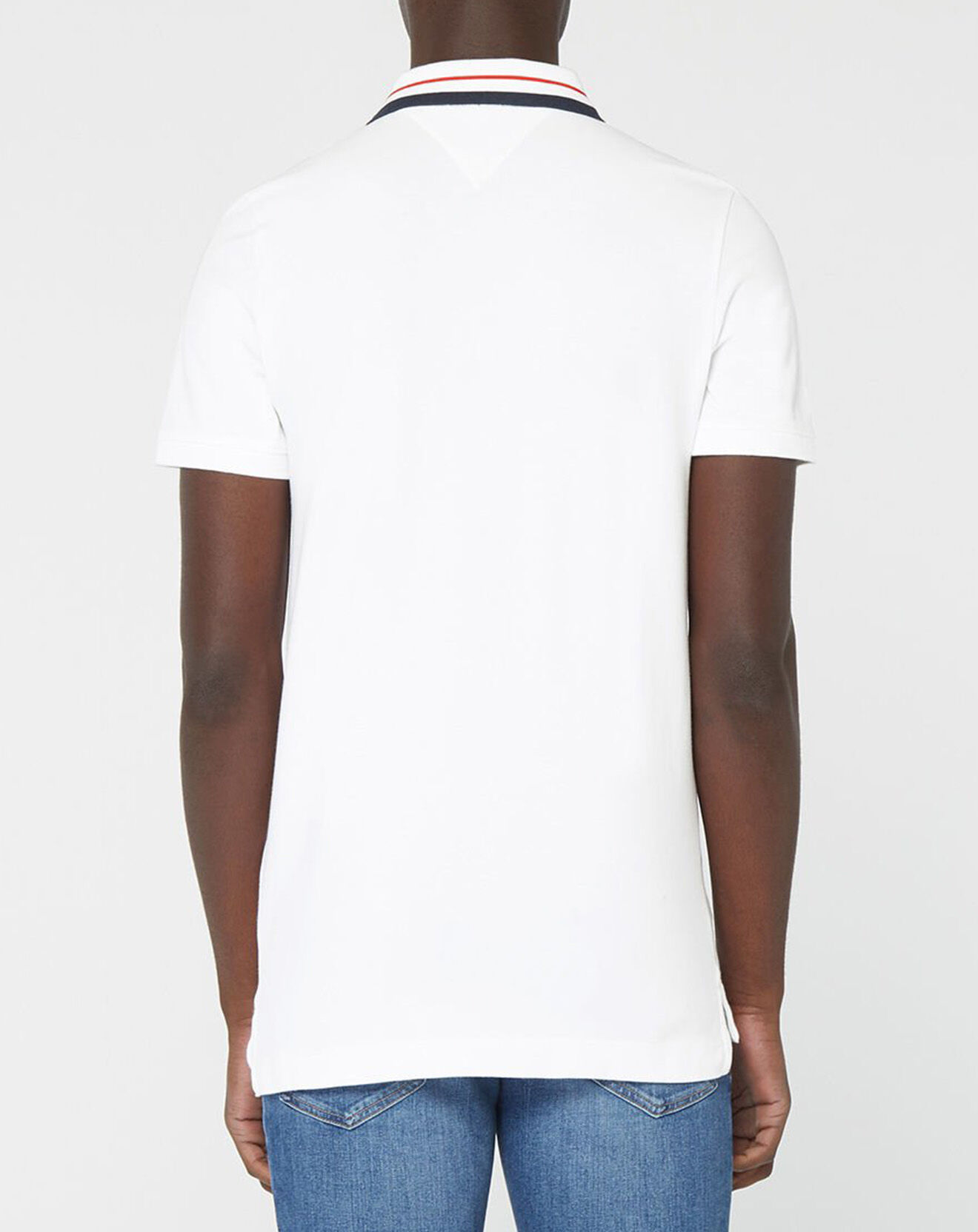 Tommy Jeans Polo Regular en Coton Bio Col Contrasté blanc