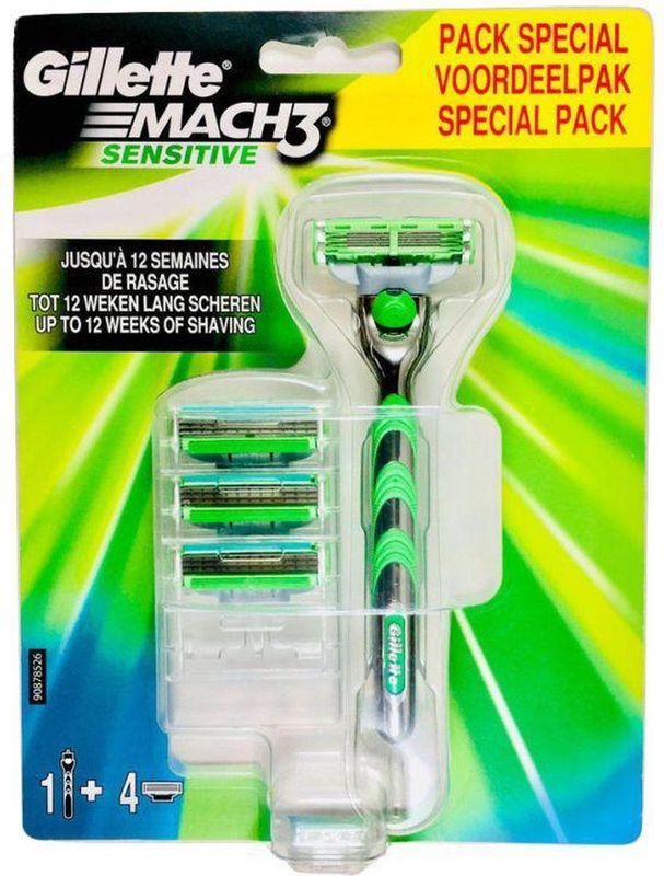 Gillette Mach3 Sensitive Voordeelpakket met 4 Mesjes