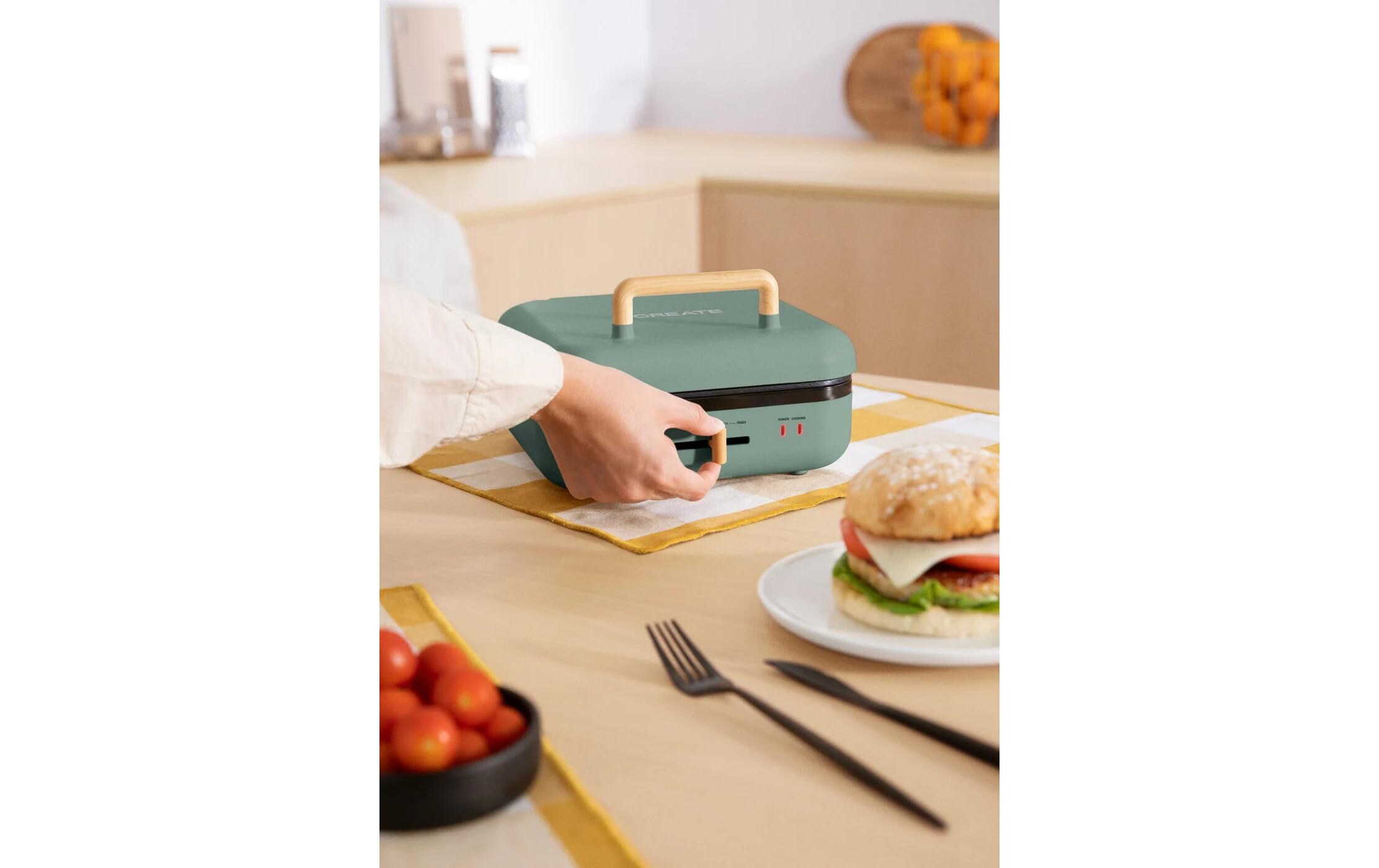 Waffeleisen Stone Studio Pro - 180° Salbeigrün<br>Multifunktionaler Kontaktgrill mit einstellbarer Temperatur und Antihaftfläche