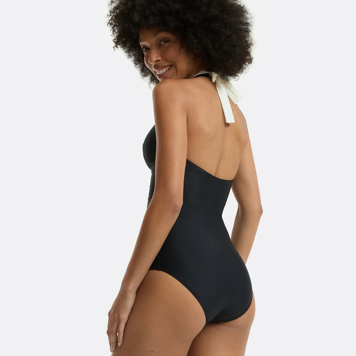 ANNE WEYBURN<br>Maiô com estampa de lenço, detalhe contrastante
