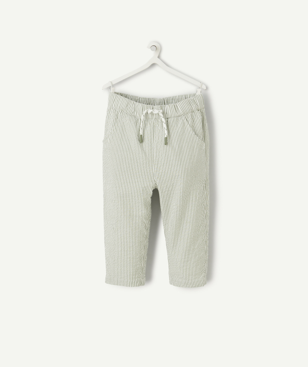 pantalon relax bébé garçon vert à rayures