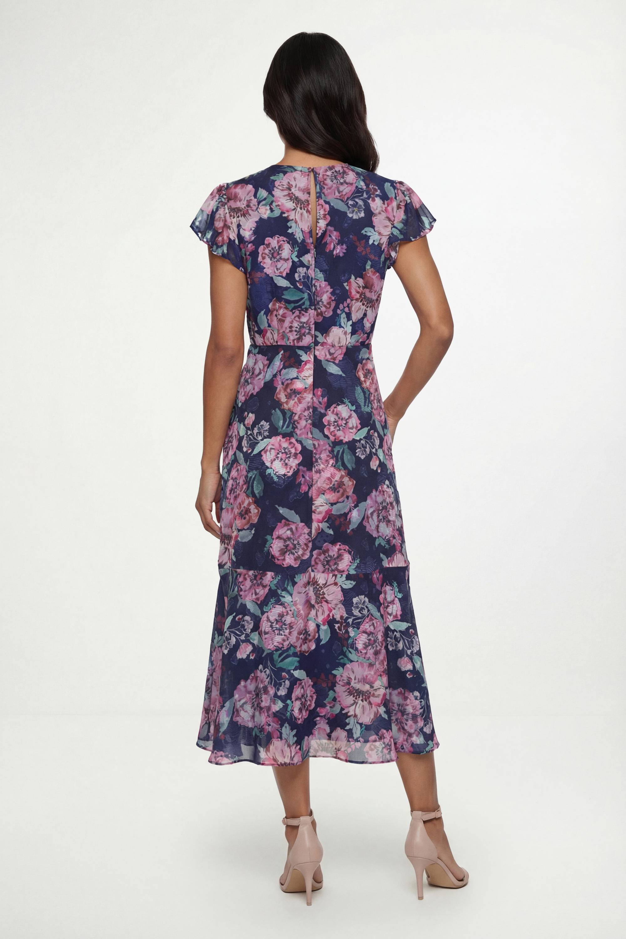 Wallis Robe Midi Cape À Motif Floral Dévoré