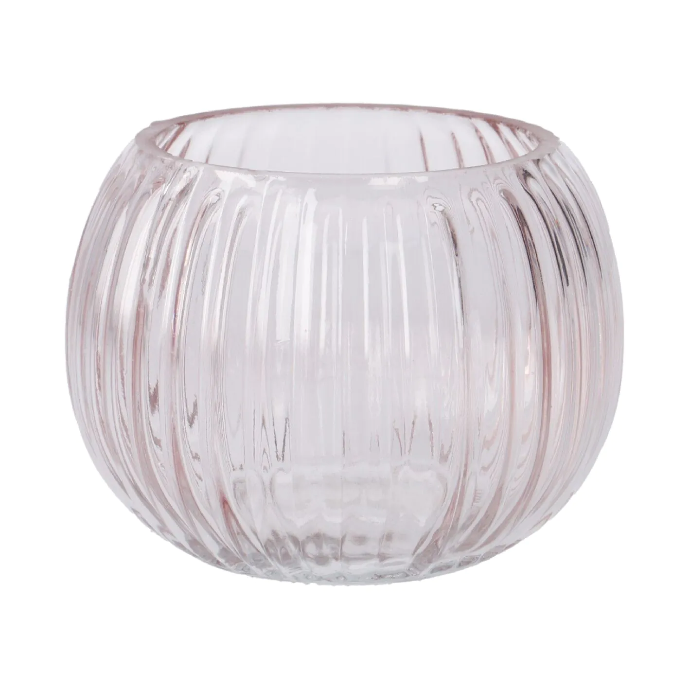 Vase Rillen, bauchig/rosa, 11.5 x 8.5 cm