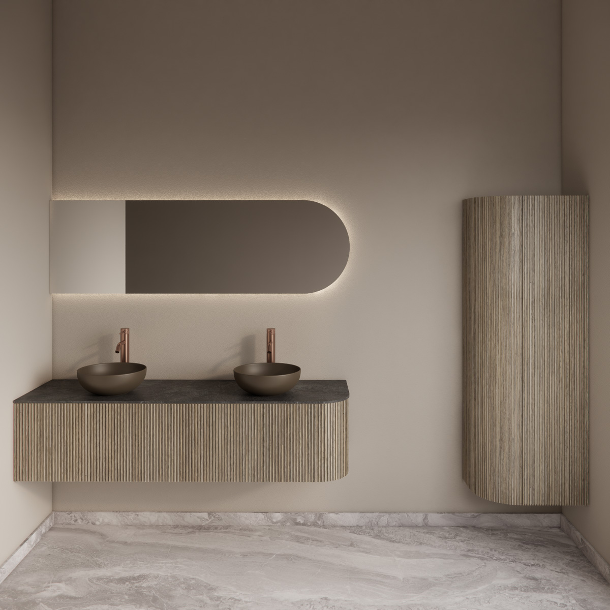 Gliss Design Alluro kolomkast 160cm met ronding links corn silk