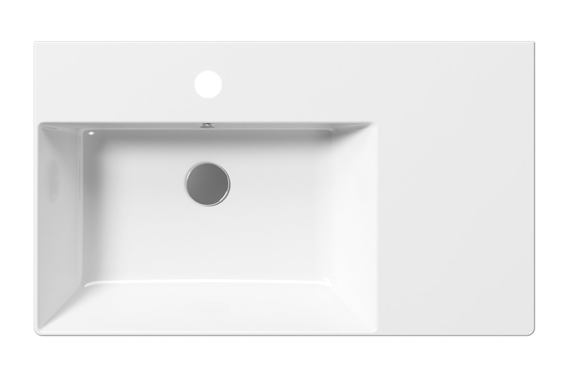 Sapho Kube X wastafel keramiek met plateau rechts 80x47cm wit