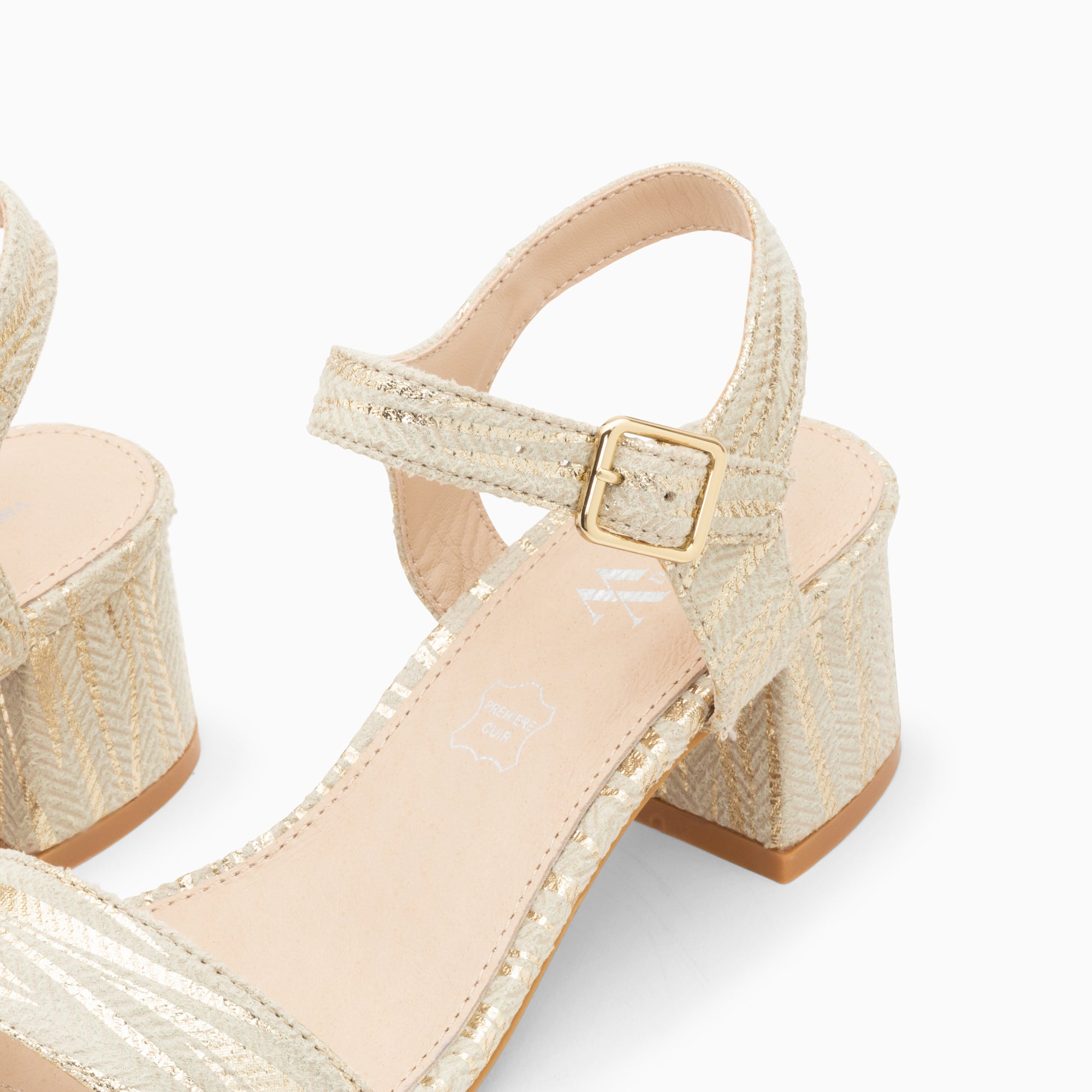 Sandales à talon, Compensées-Sandales à talon Jenna or imprimé zèbre