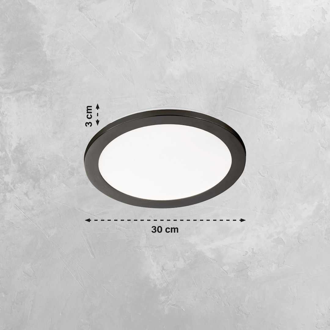 easy! by FHL LED Badlampe Decke Flat schwarz 30cm rund 3cm IP44