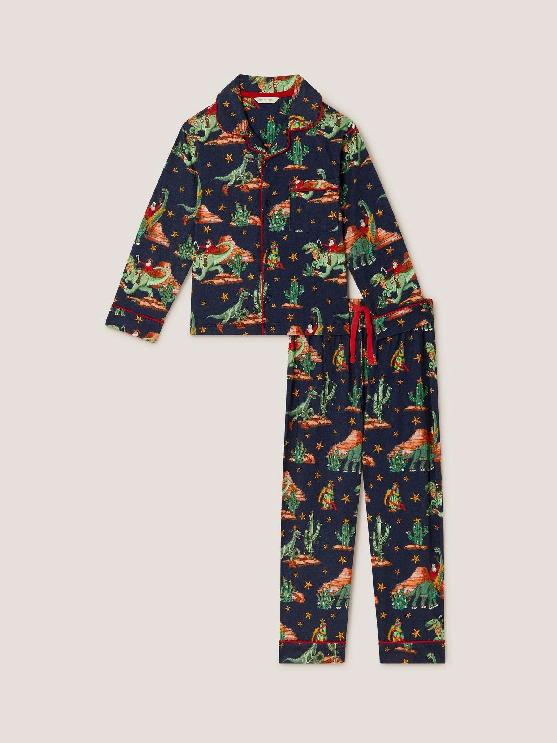 Monsoon lange kerstpyjama met dinosaurusprint