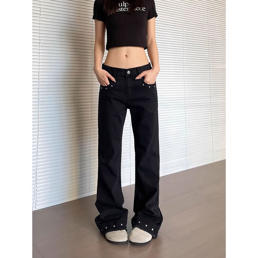 rinkoplan - Low Rise Studded Bootcut Jeans