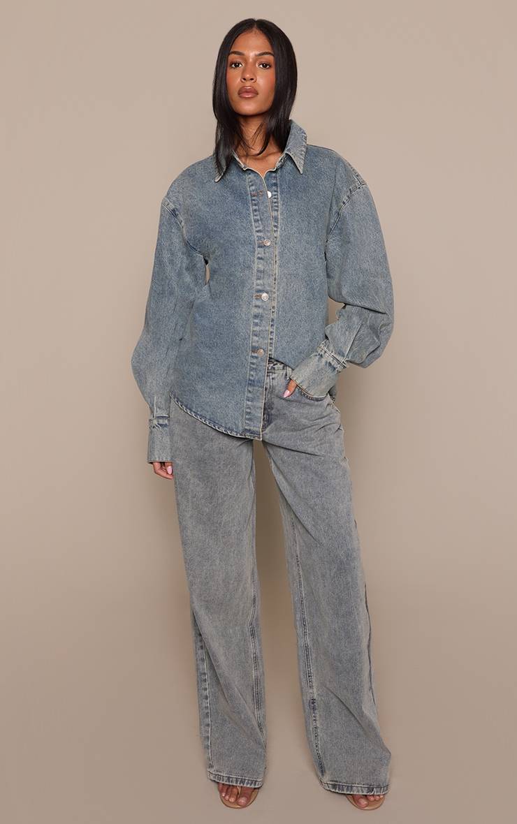 Délavage Vintage Jean Tall Taille Mi-haute Coupe Large