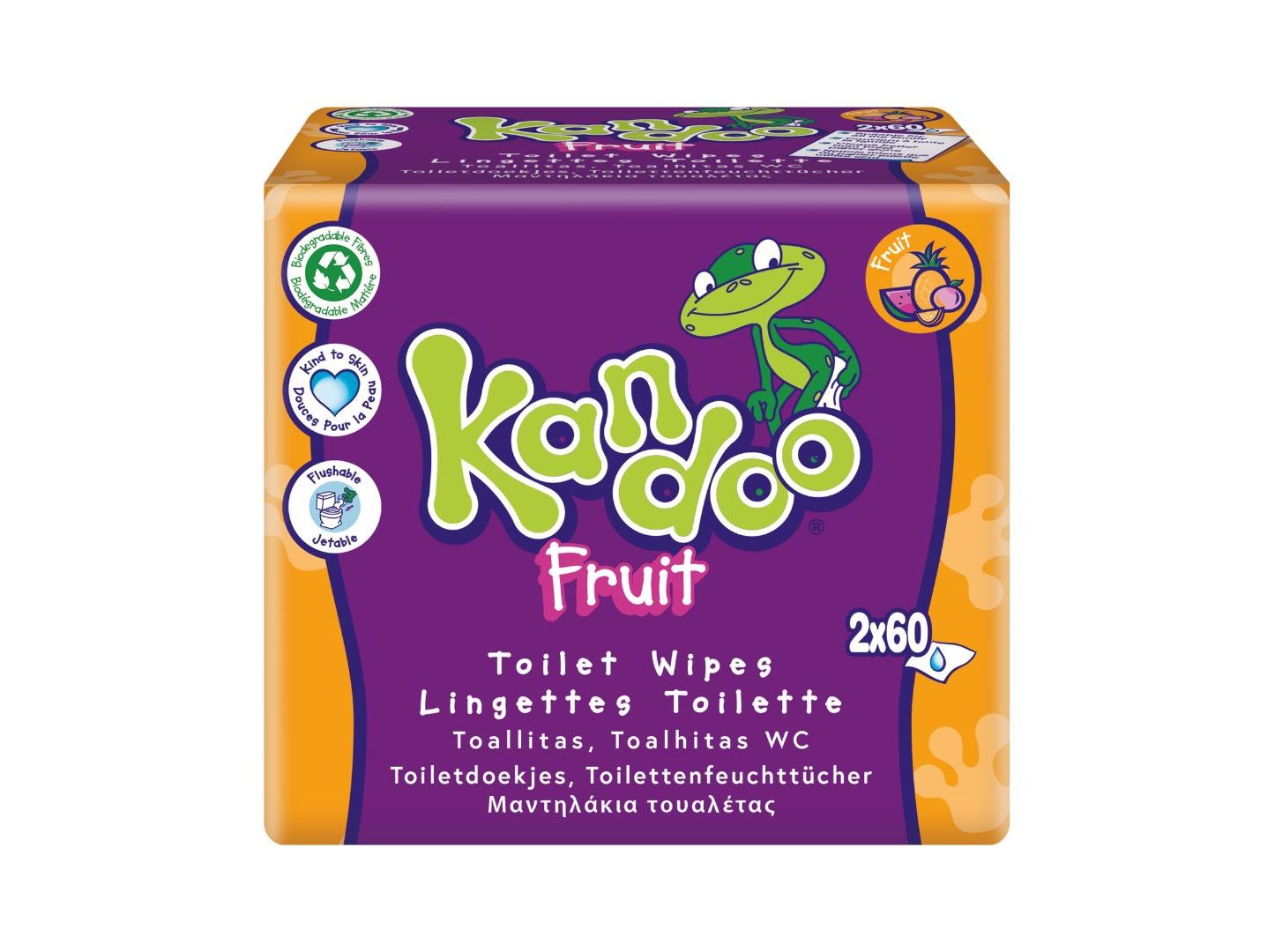 PAPEL HIGIÉNICO HÚMIDO KANDOO FRUTOS SELVA 2X60 UN