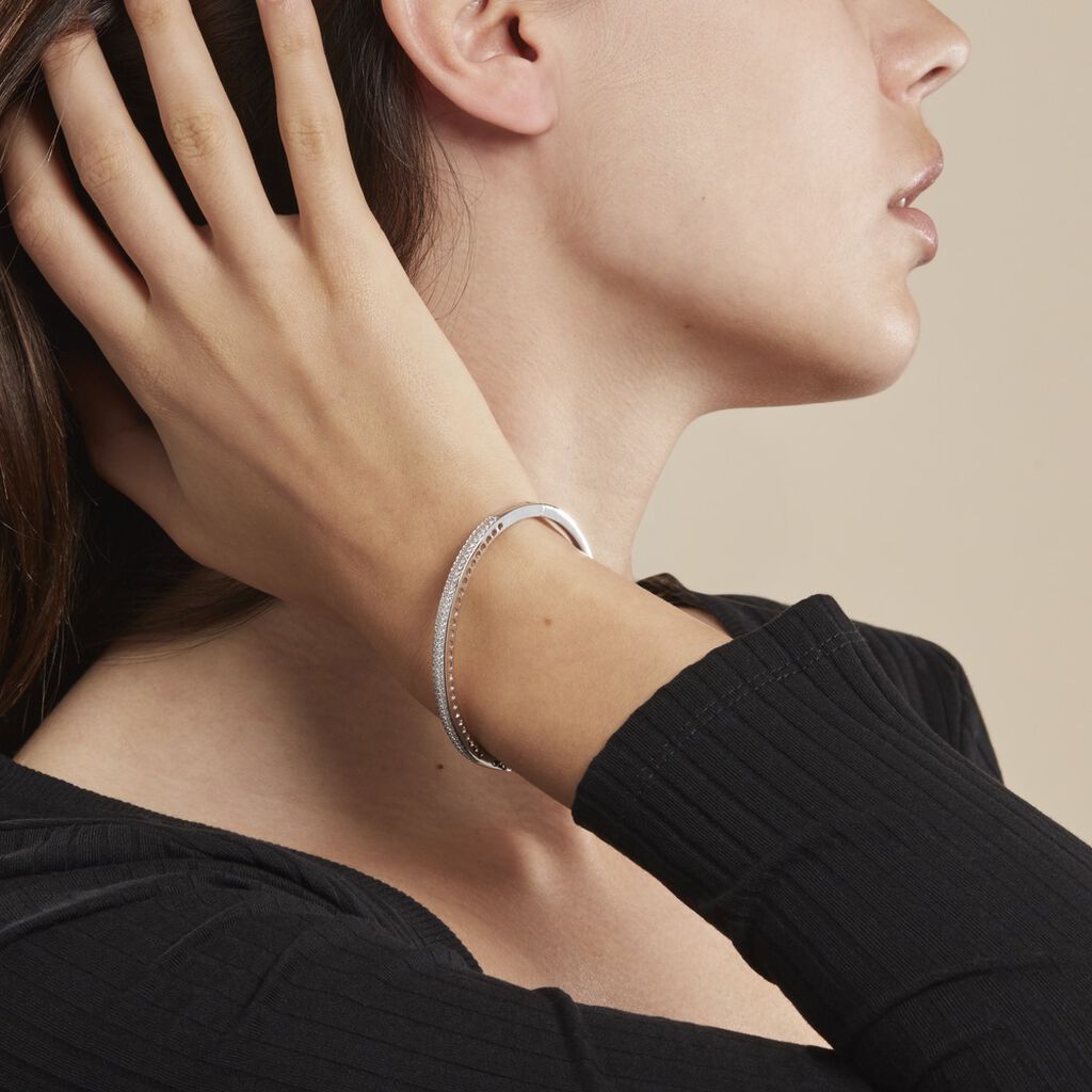 Bracelet Jonc Clélya Argent Blanc Oxyde De Zirconium
