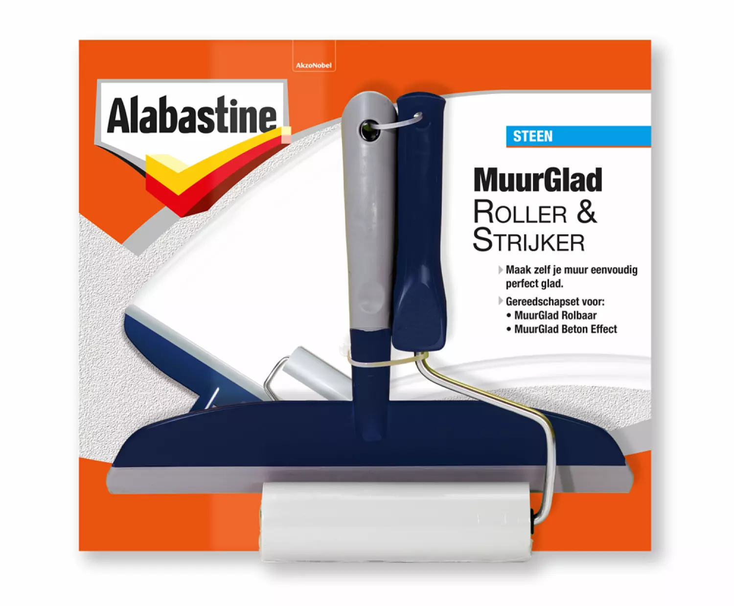 Alabastine 2-delige Muurglad roller set incl. strijker - Steen