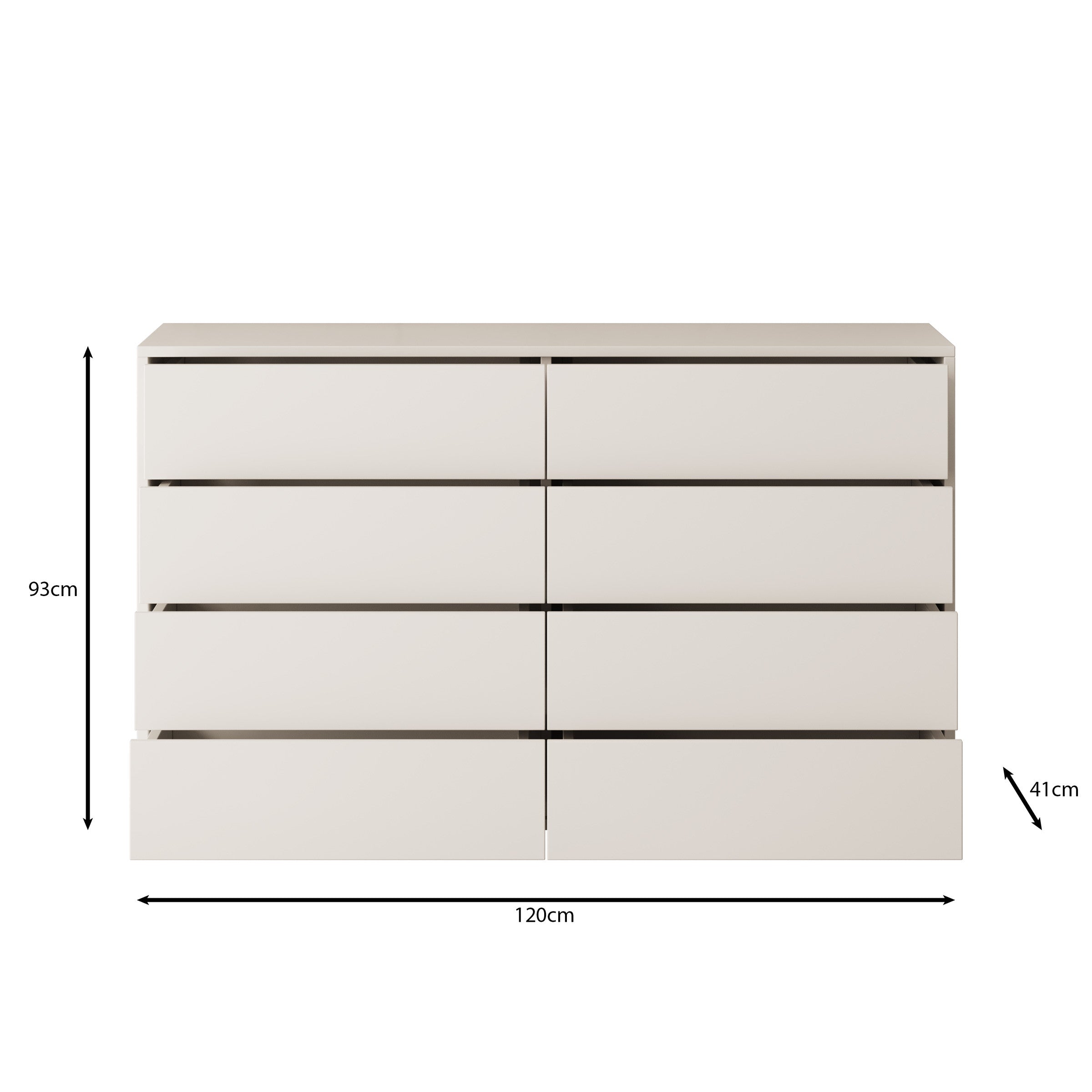 Gideon - Ladekast 8 lades - Wit - 120x41x93 cm