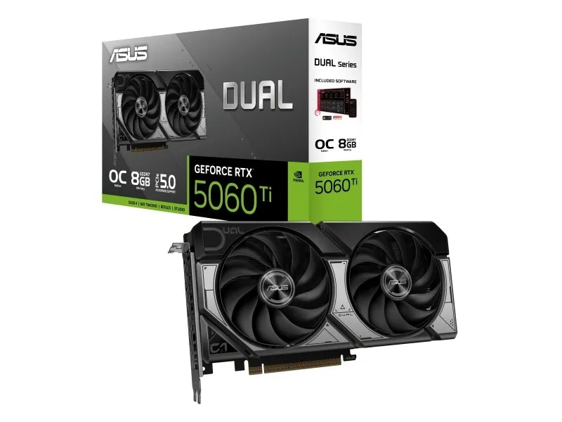 ASUS Dual GeForce RTX 5060 Ti 8GB - OC Edition - grafikkort - GeForce RTX 5060 Ti - 8 GB GDDR7 - PCI Express 5.0 - 3 x DisplayPort, HDMI