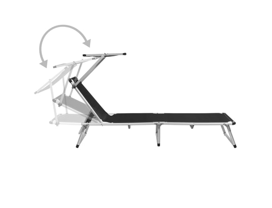 VIDAXL - Bain de soleil Lot de 2 chaises longues pliables avec auvent aluminium et t...