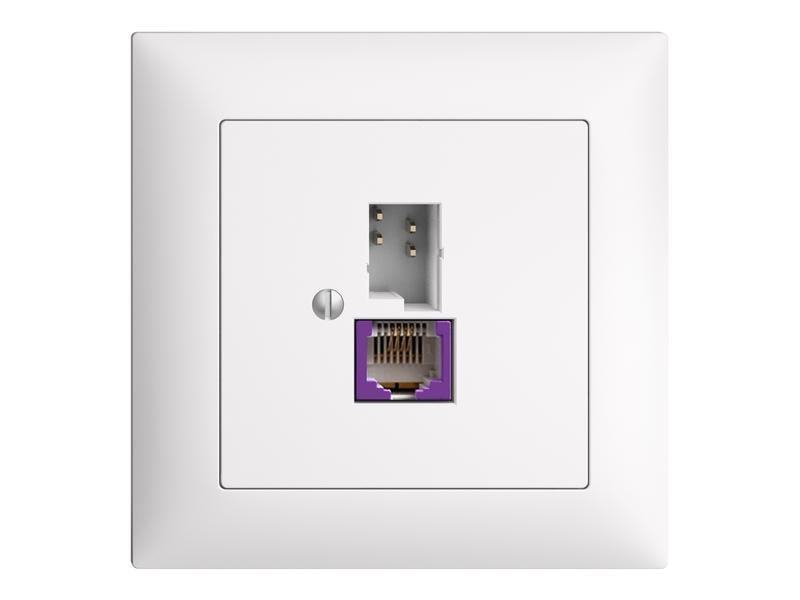 Feller EDIZIOdue Internet-Dose UP T T/RJ45-Dose ungeschirmt mit automatischer Brücke