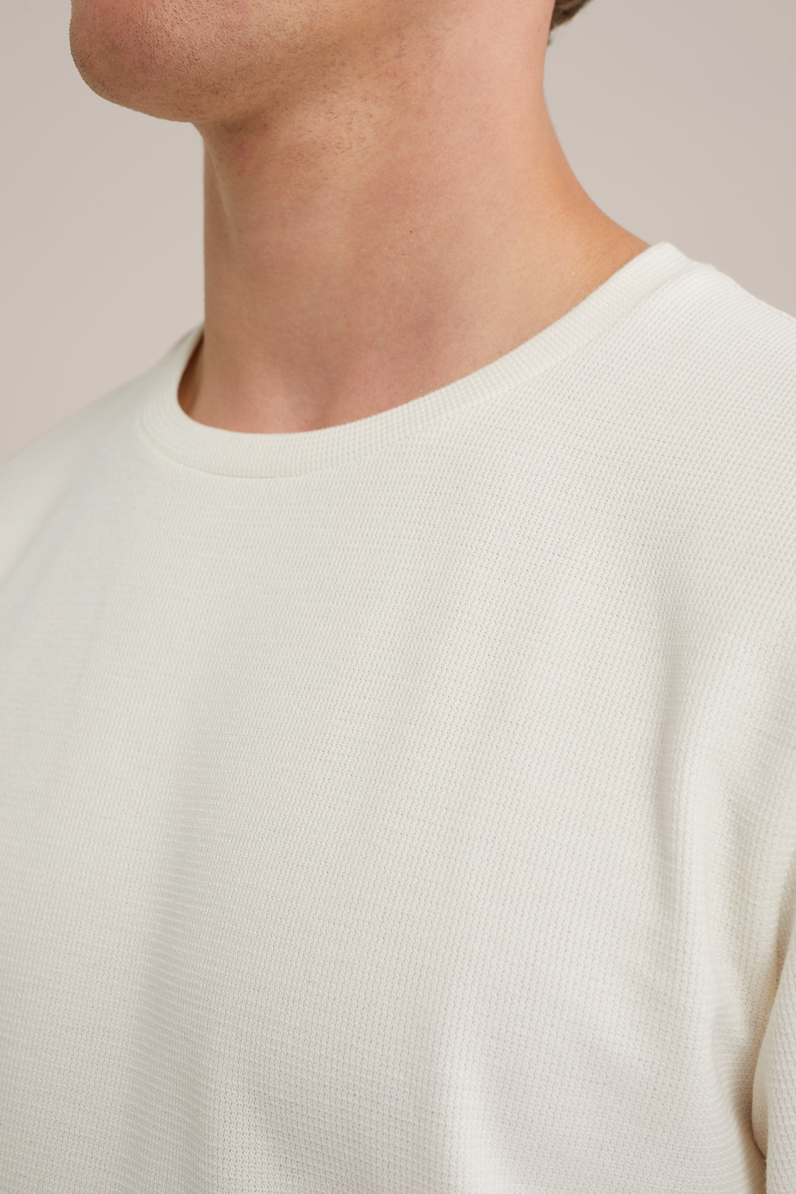 T-shirt met structuur WE Fashion Wit